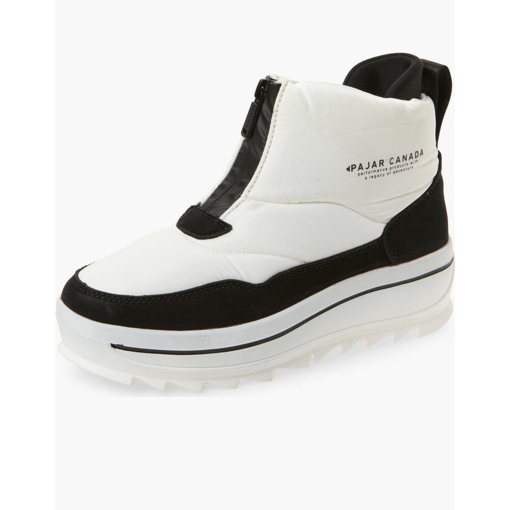 Pajar White and Black Quilted Zip-Front Ankle Boots